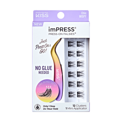 imPRESS Falsies Self Adhesive Eyelashes, 12 Lash Clusters + Applicator - Chic