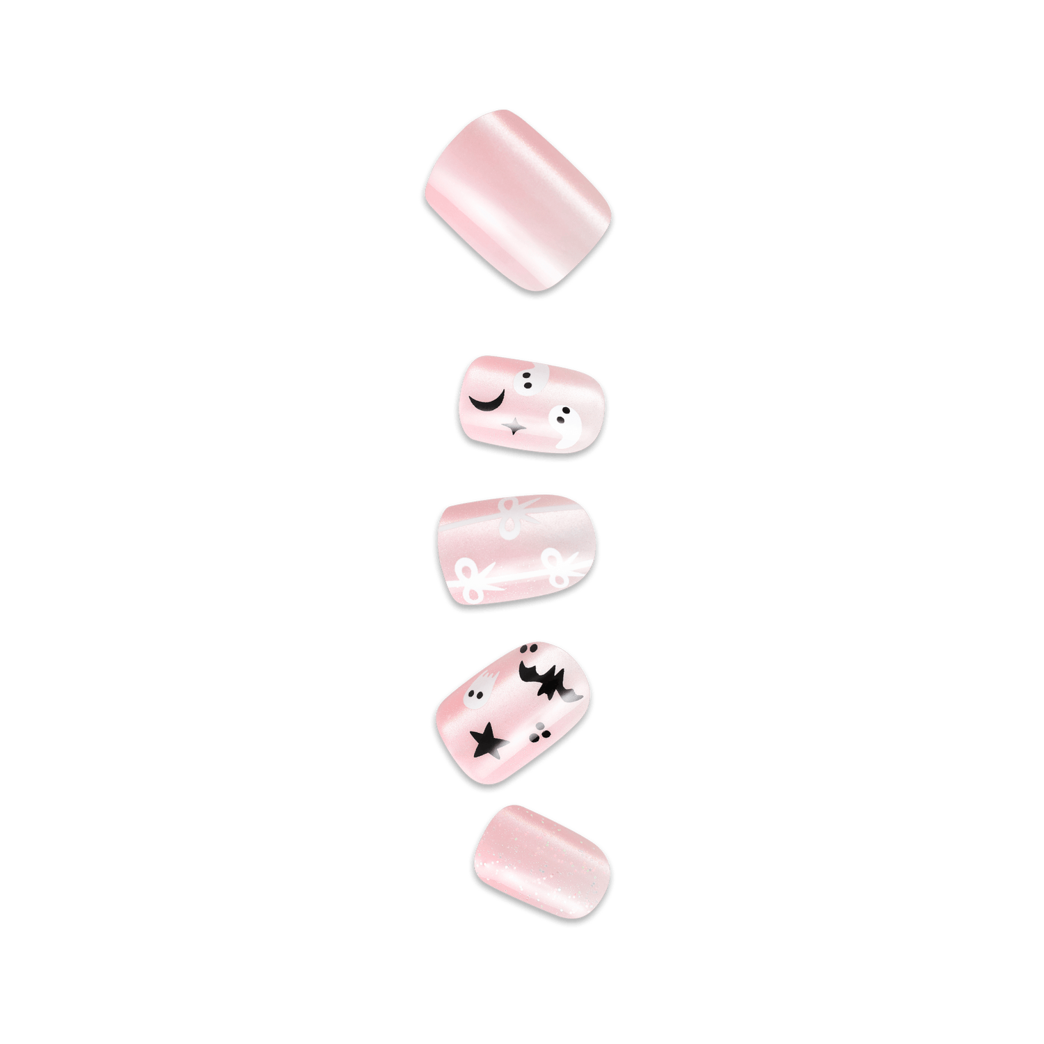 Impress Design Halloween No Glue Fake Press On Nails - Broom &amp; Bloom | Design, Pink, Short, Squoval, Glow In The Dark, Manicure