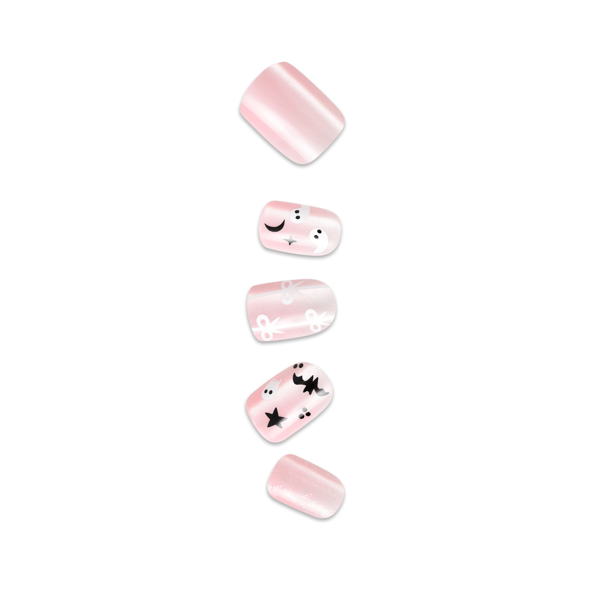 Impress Design Halloween No Glue Fake Press On Nails - Broom &amp; Bloom | Design, Pink, Short, Squoval, Glow In The Dark, Manicure
