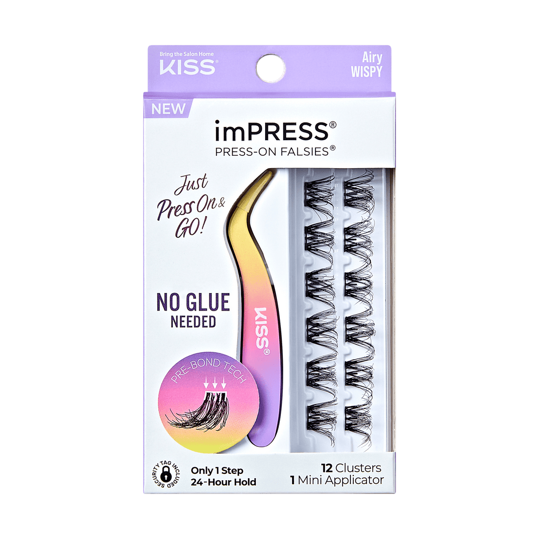 imPRESS Falsies Self Adhesive Eyelashes, 12 Lash Clusters + Applicator - Airy