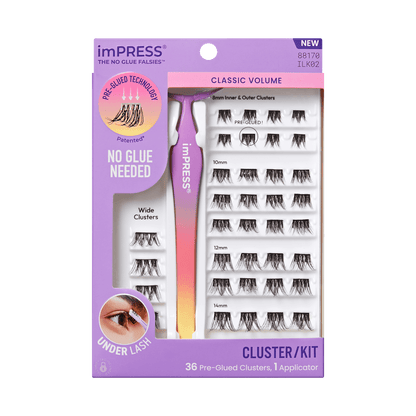 Impress Falsies Self Adhesive Eyelashes, 36 Lash Clusters - Classic Volume