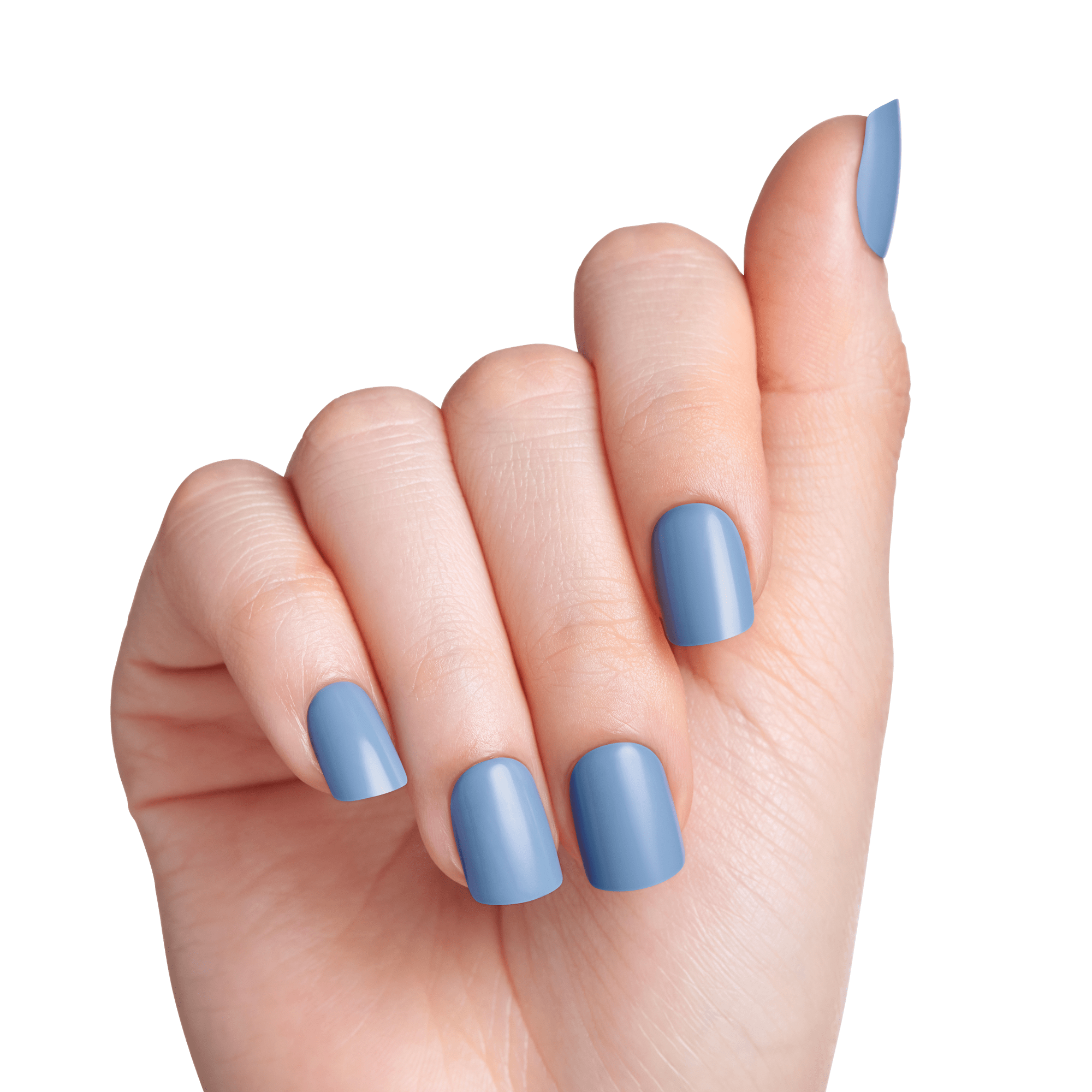 Impress Color No Glue Fake Press On Nails - Frostel | Solid, Blue, Short, Squoval, Manicure