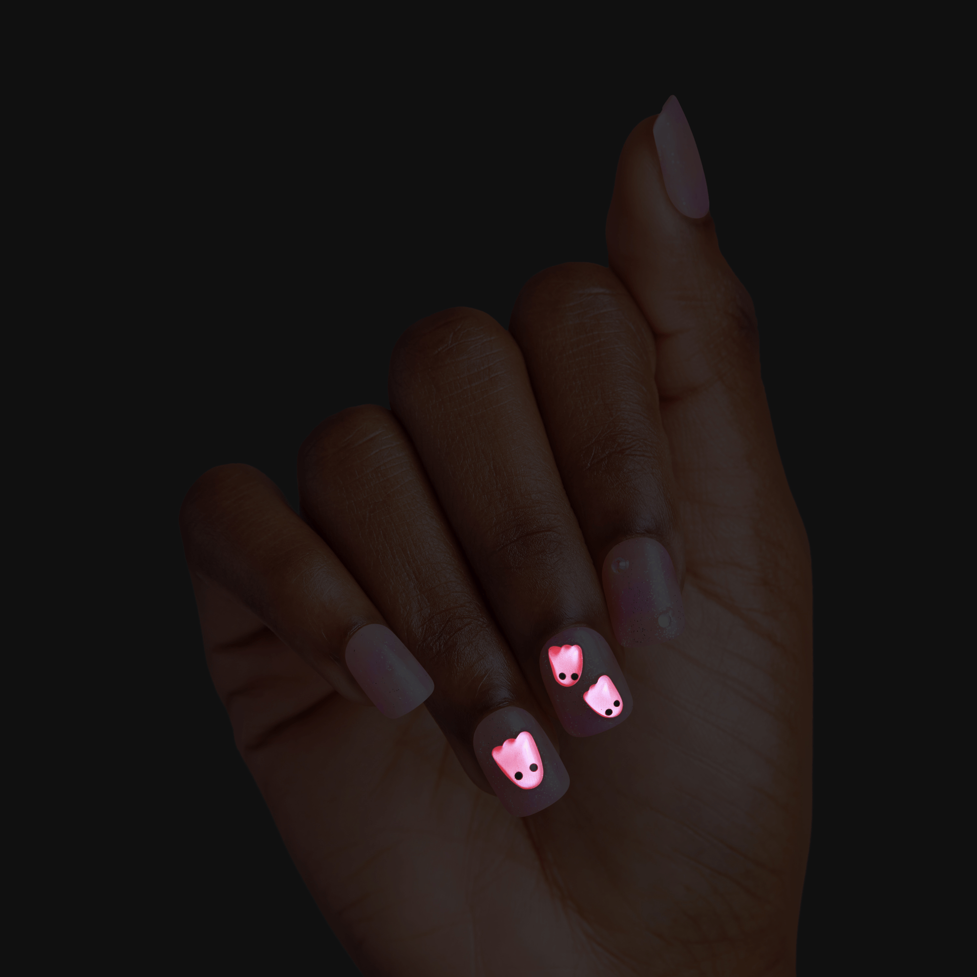Impress Design Halloween No Glue Fake Press On Nails - Bloody Chic | Design, Pink, Short, Squoval, Glow In The Dark, Manicure