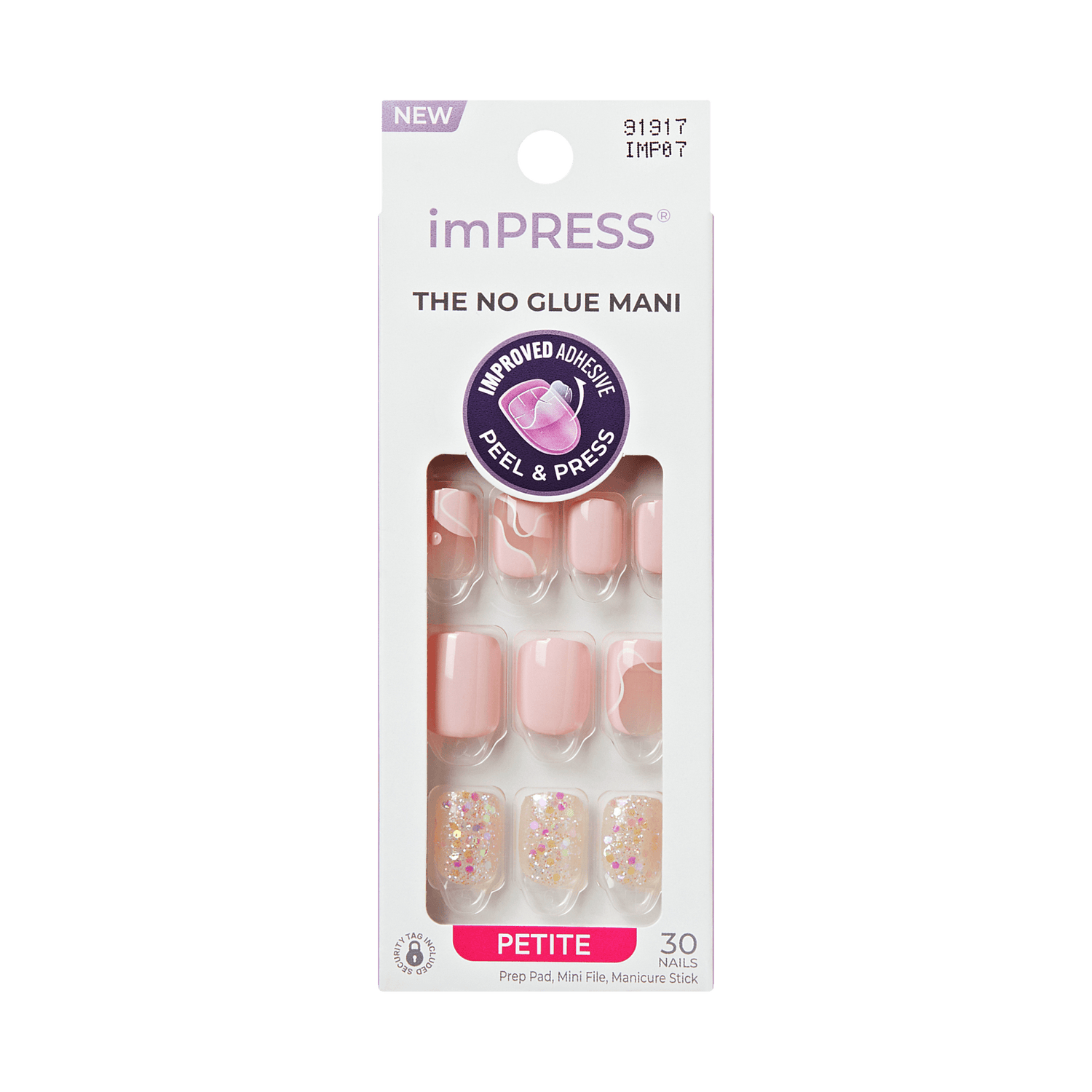 Impress Design No Glue Fake Press On Nails - This Feeling | Design, Pink, Petite, Squoval, Manicure