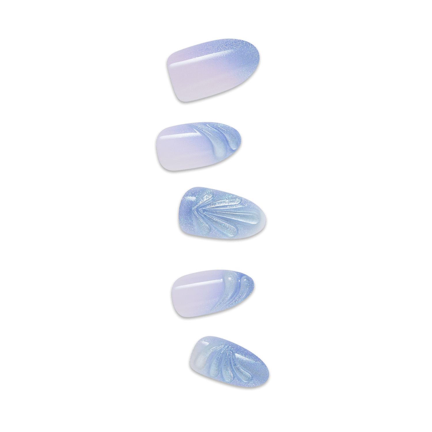 Five blue oval stones on a green background