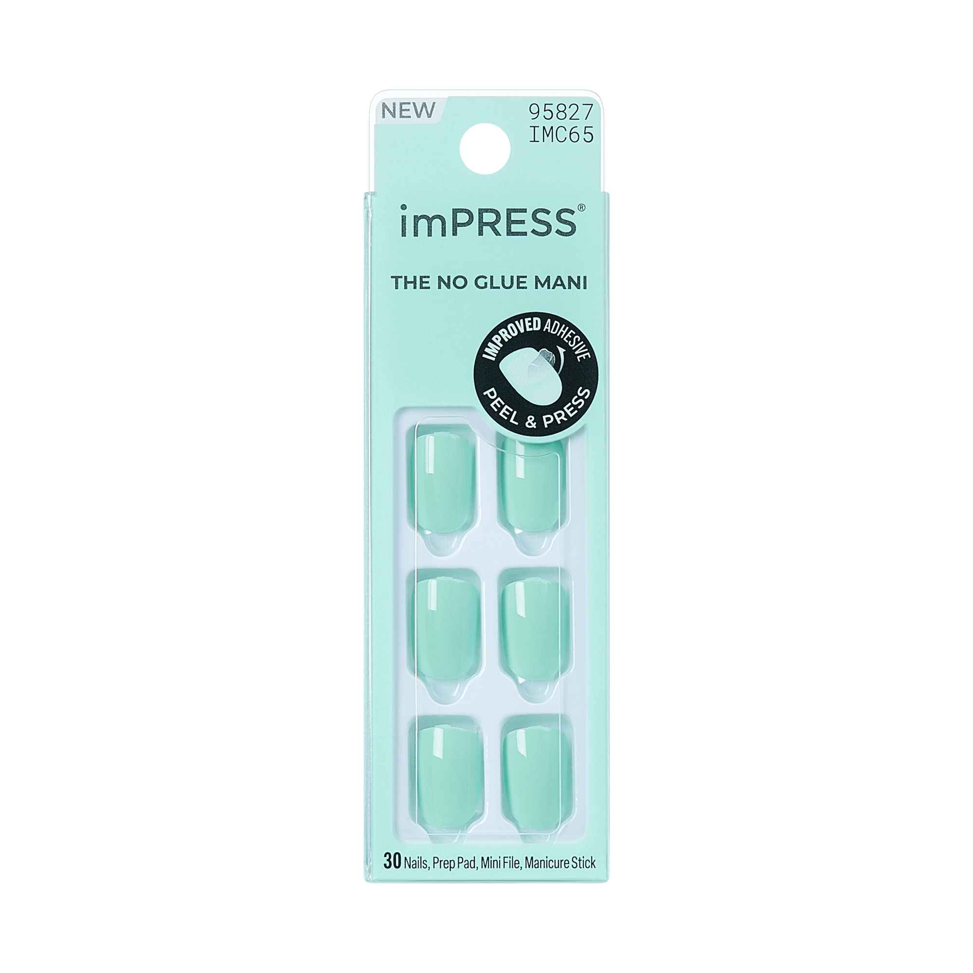 Impress Color No Glue Fake Press On Nails - Get Closer | Solid, Green, Short, Squoval, Manicure