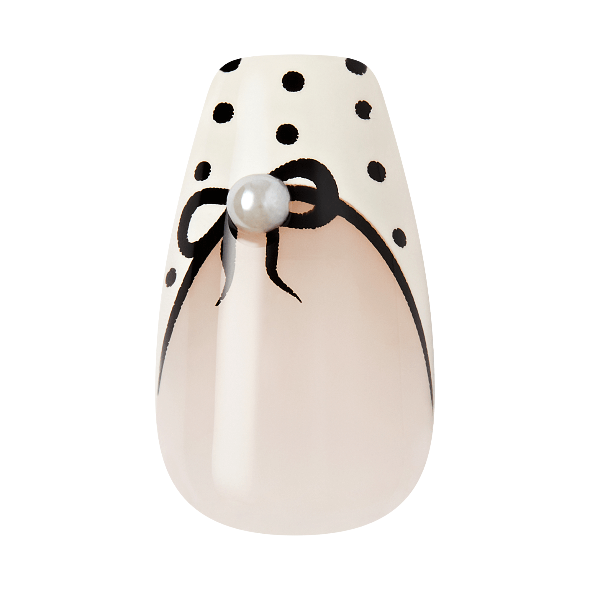 Impress Design No Glue Fake Press On Nails - Leafy | French Design, Black &amp; White, Medium, Coffin, Manicure