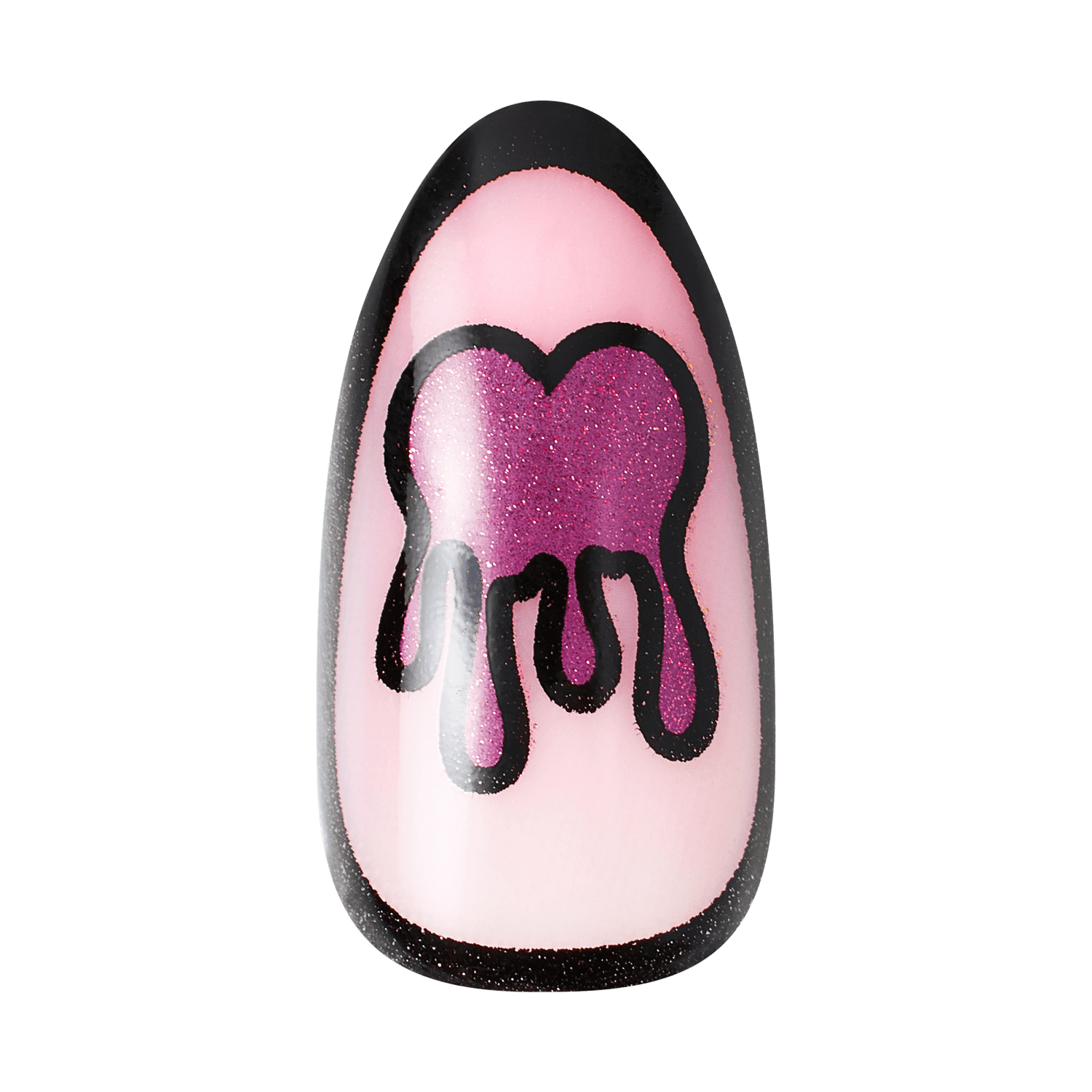 Impress Design Halloween No Glue Fake Press On Nails - Scary Glow | French Design, Pink, Medium, Almond, Glow In The Dark, Manicure
