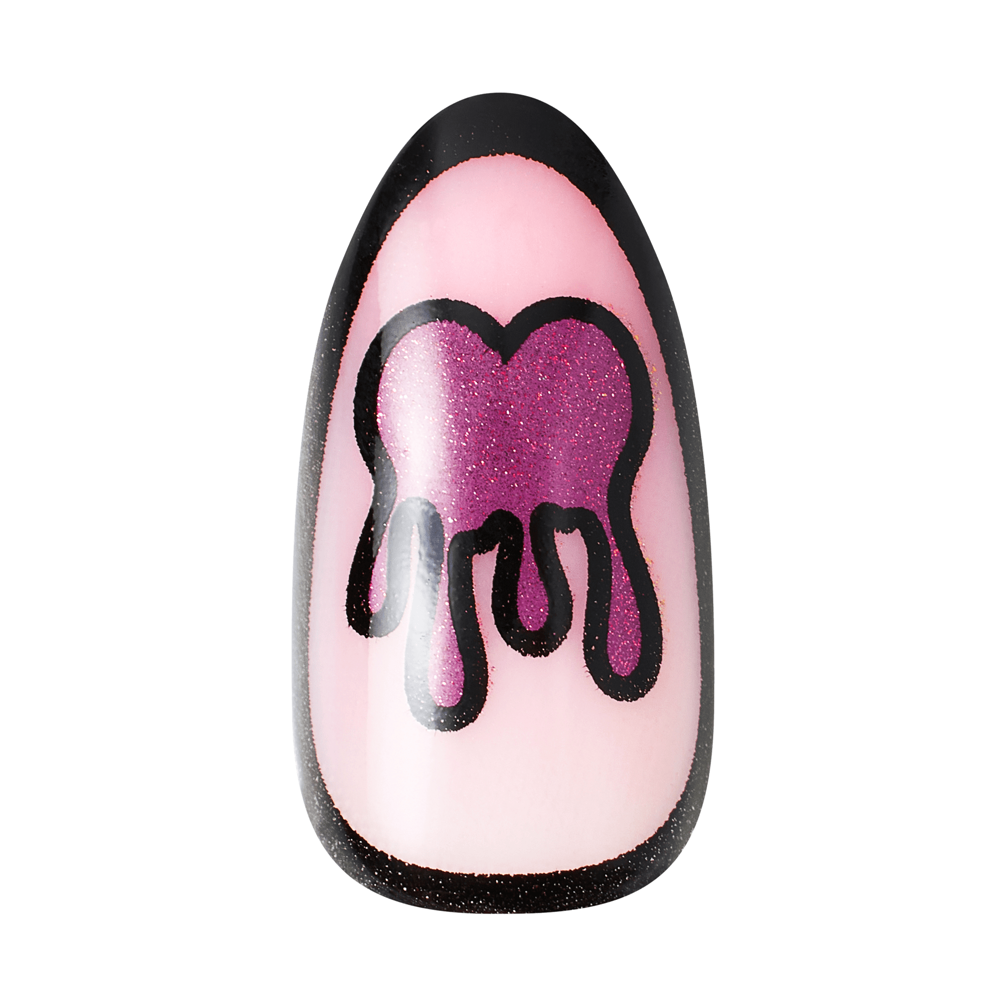 Impress Design Halloween No Glue Fake Press On Nails - Scary Glow | French Design, Pink, Medium, Almond, Glow In The Dark, Manicure