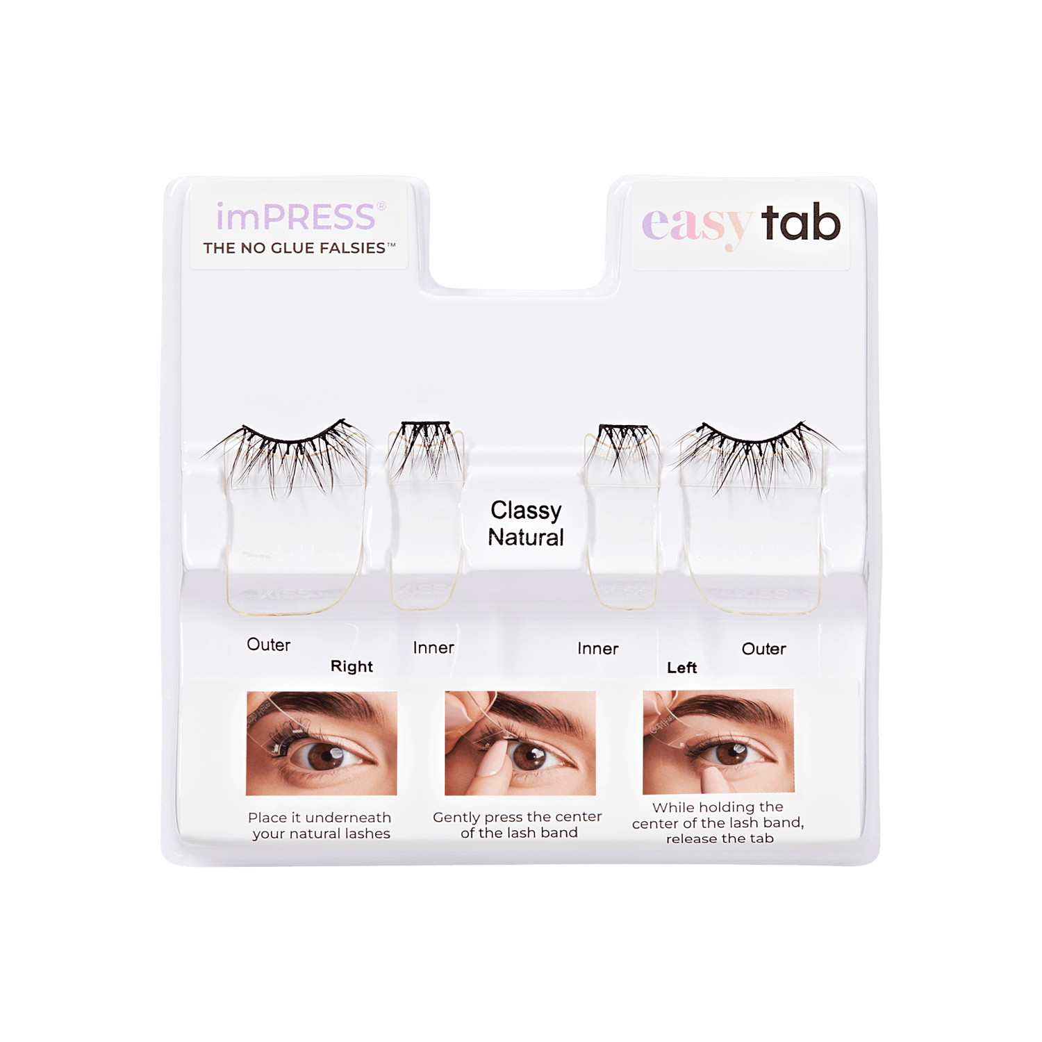 imPRESS Falsies easy tab Self Adhesive Eyelashes – Classy Natural