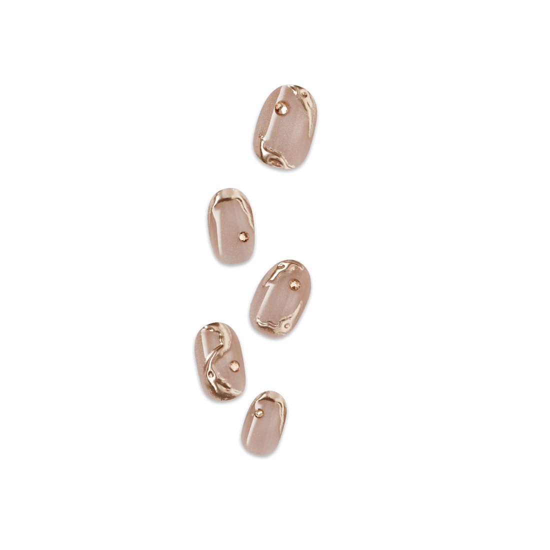Impress Premium No Glue Fake Press On Nails - Over The Top | Design, Beige, Short, Oval, Manicure