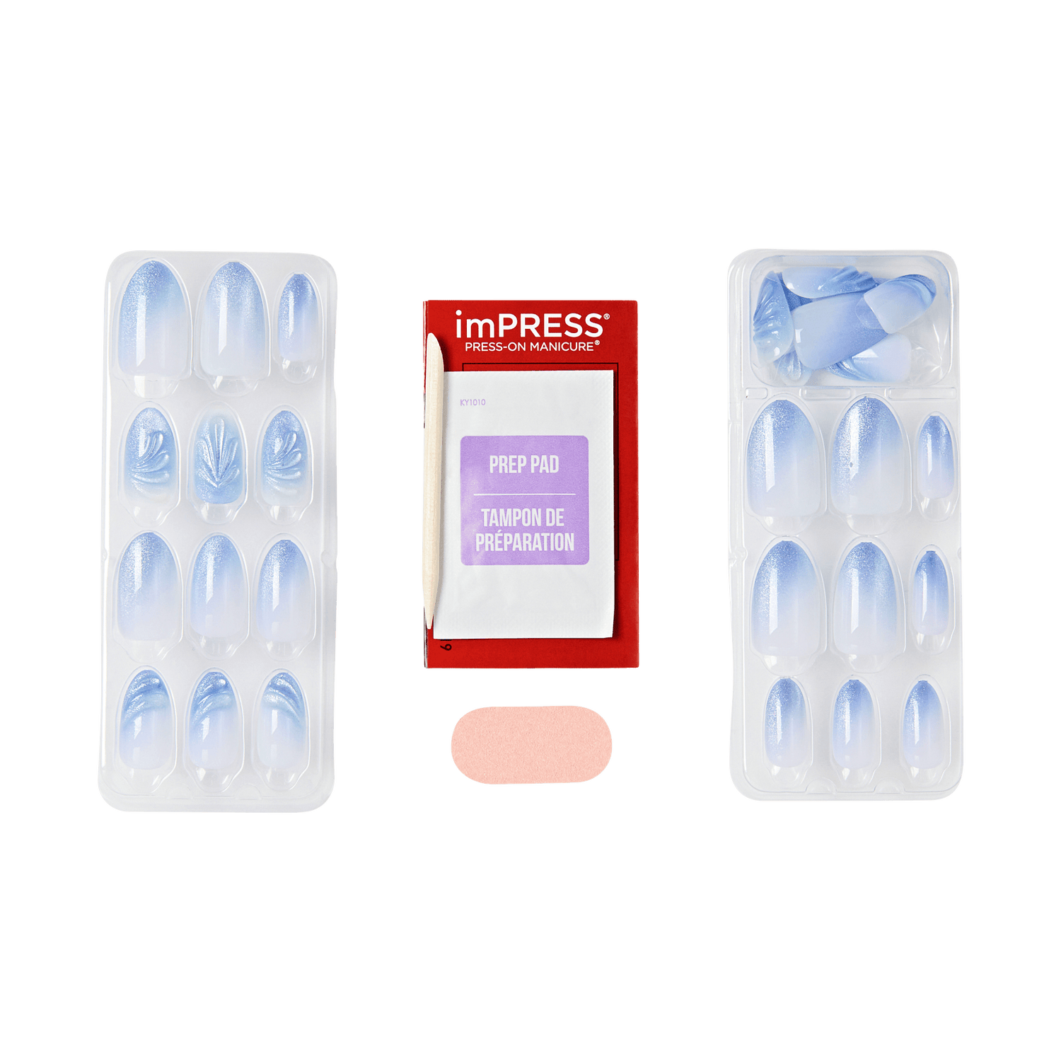 imPRESS press-on manicure packaging with nail forms and prep pad