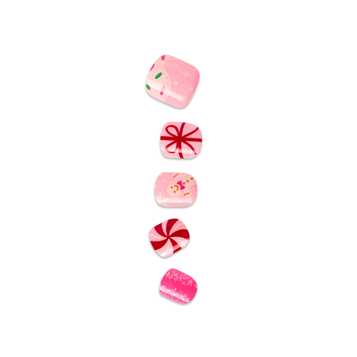 Impress Kids Holiday No Glue Fake Press On Nails - Frosty Fun | Design, Pink &amp; Red, Kids, Squoval, Manicure