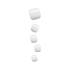 Five white square toe nails on a transparent