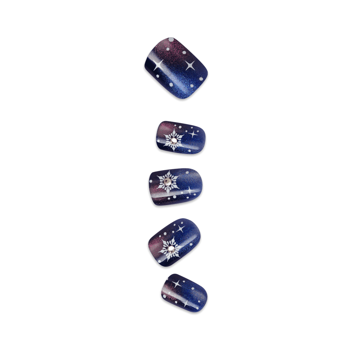 Impress Design Holiday No Glue Fake Press On Nails - Mistletoe Magic | Design, Blue, Short, Squoval, Manicure