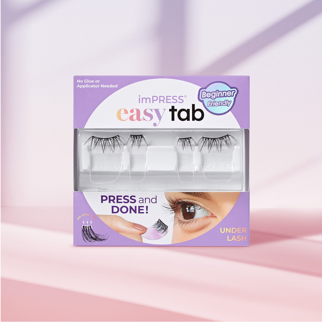 imPRESS Easy Tab Beginner Friendly press-on lashes, under lash style, no glue needed.