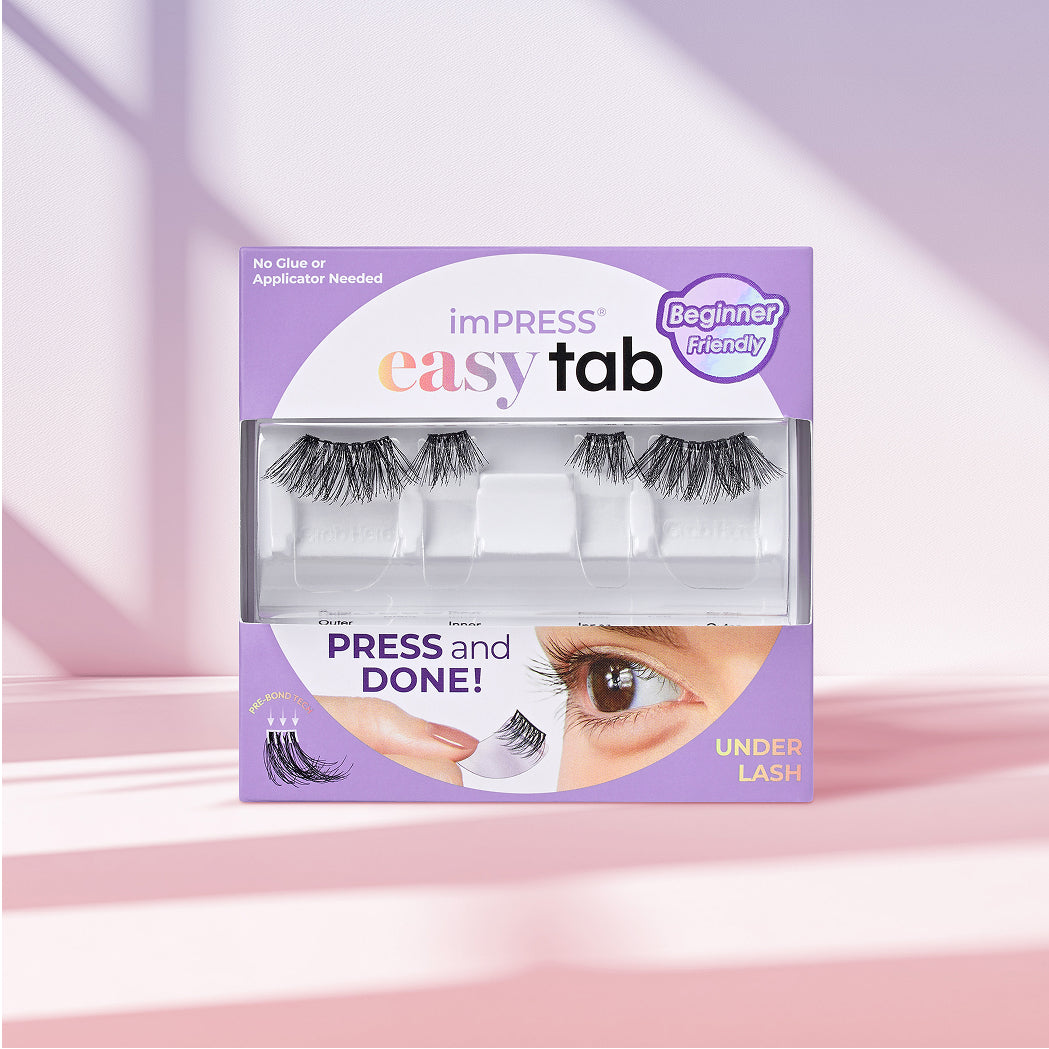imPRESS Easy Tab Under Lash press-on lashes, beginner friendly, no glue needed.