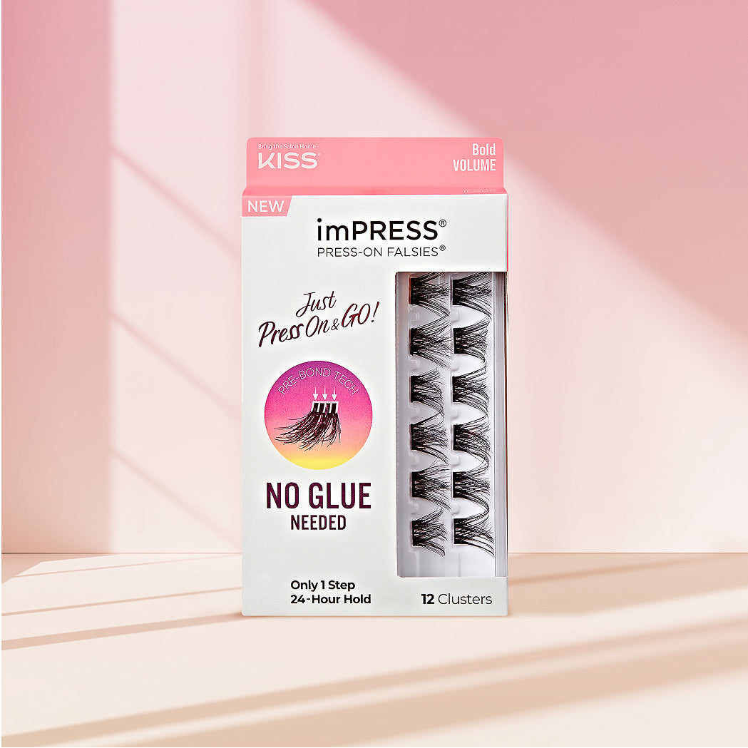 KISS imPRESS Press-On Falsies Bold Volume, 12 clusters, no glue needed