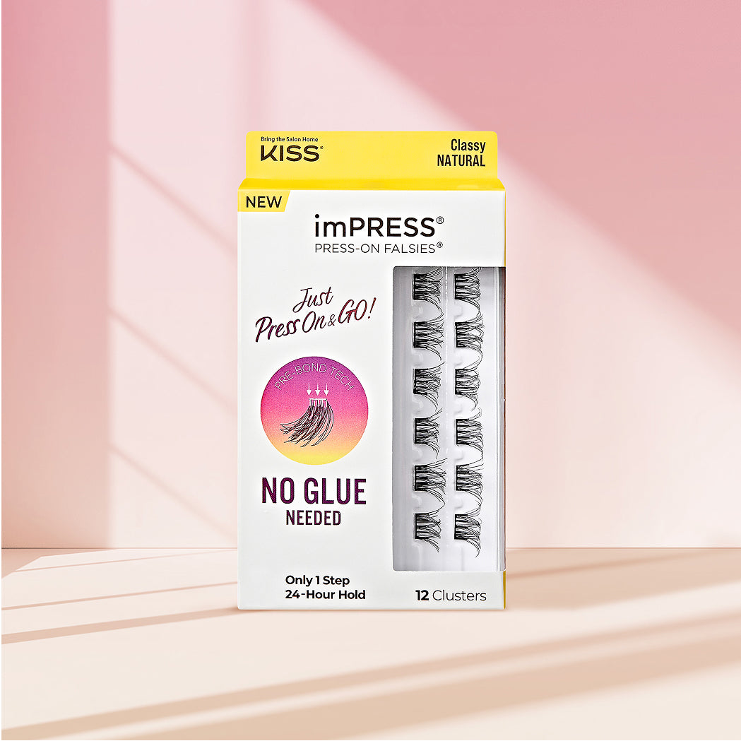 KISS imPRESS Press-On Falsies Classy Natural, 12 clusters, no glue needed.