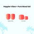 Happier Vibes and Pure Mood press-on nail sets in coral red.