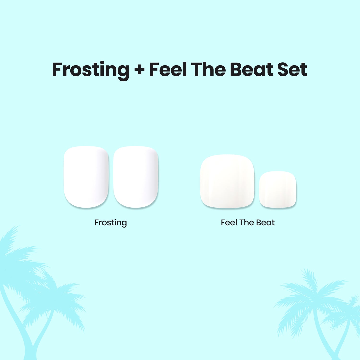 Frosting + Feel The Beat Set: Two nail polish shades in pale pink and cream tones.