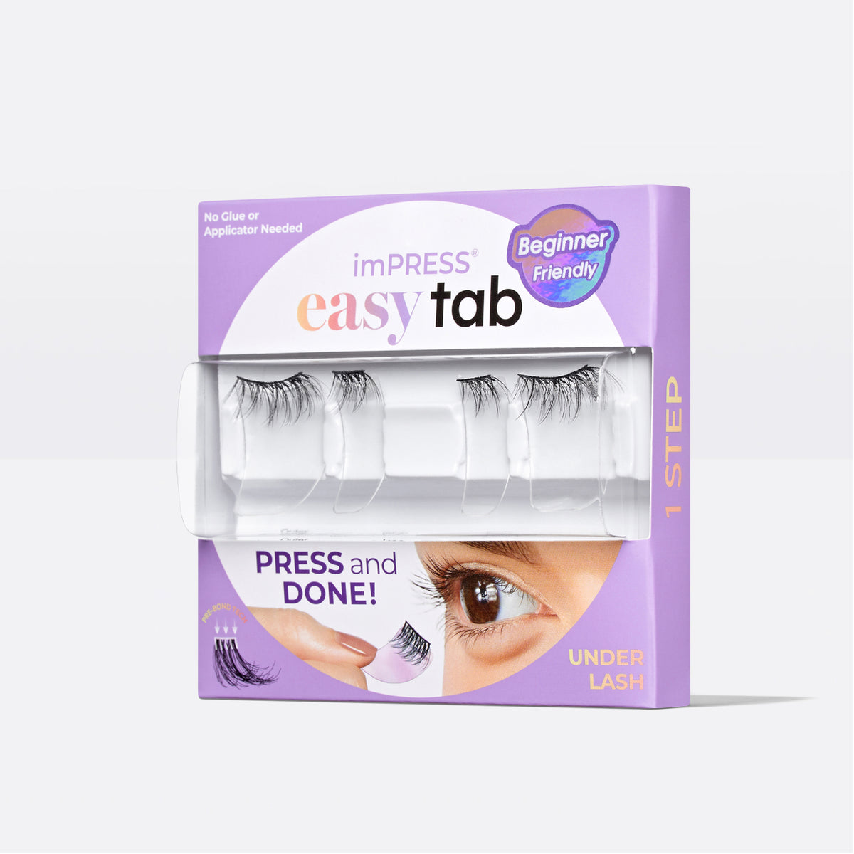 imPRESS easy tab press-on lashes, beginner friendly, under lash application