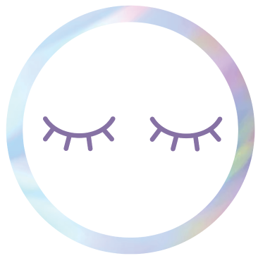 A badge with an illustration of closed lashes, indicating that imPRESS press on lashes are long lasting.