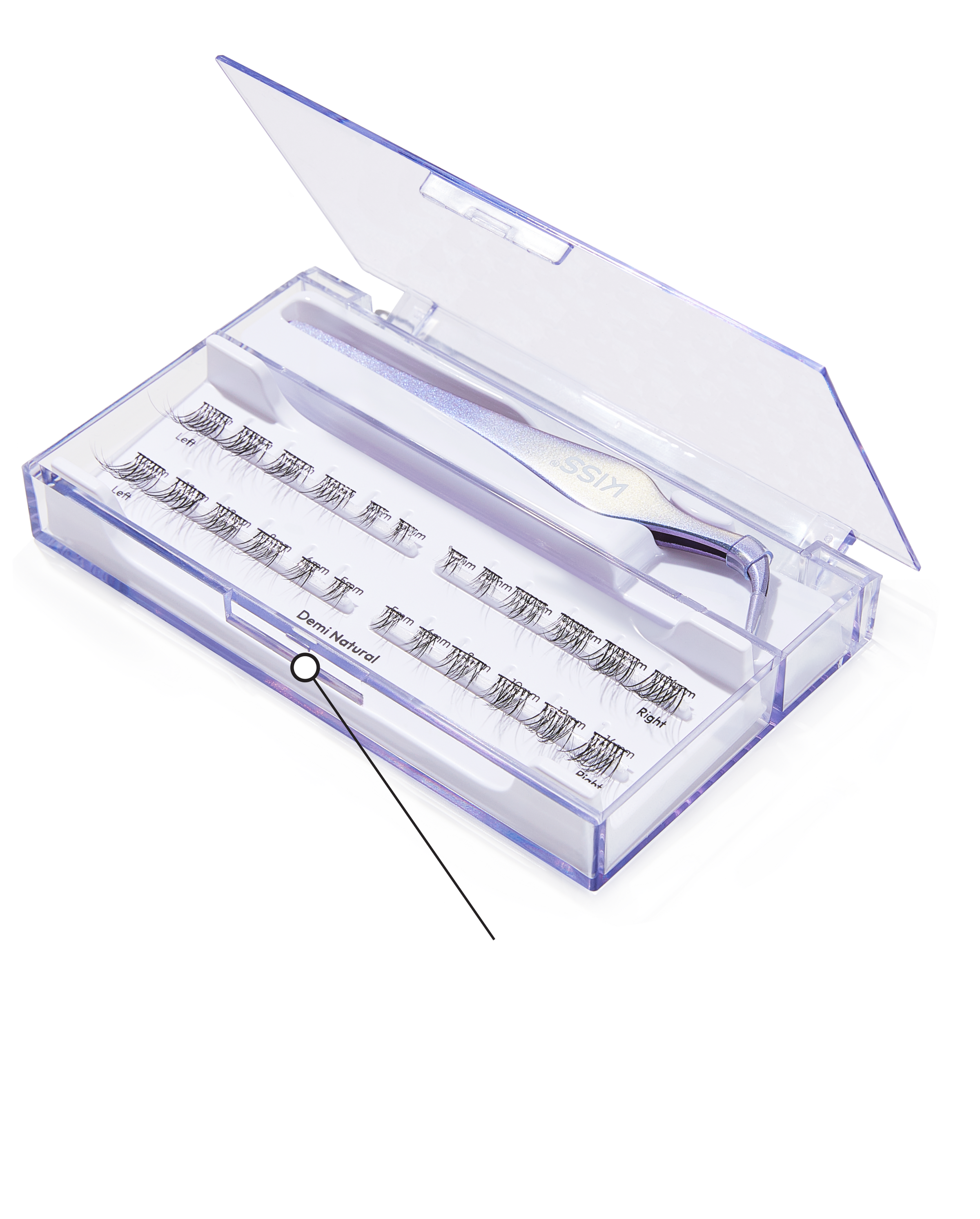 A case of imPRESS press on lashes in "Demi Natural" style which includes a false lash applicator tool. 