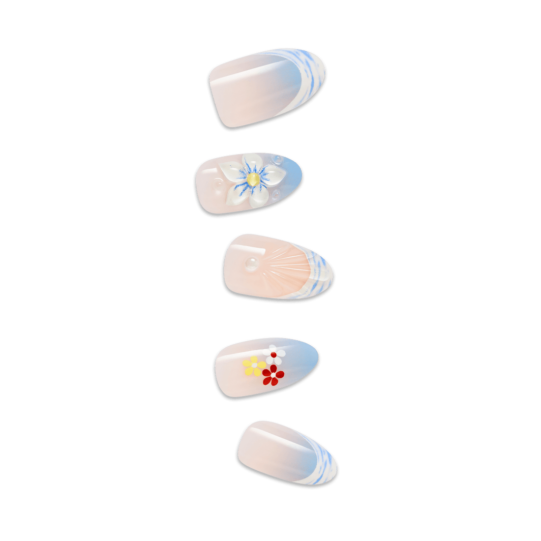 Set of four decorative nails with floral designs