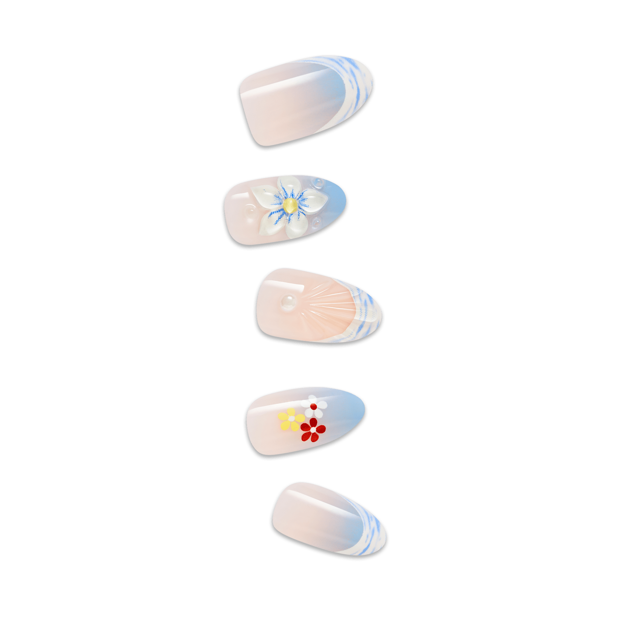 Set of four decorative nails with floral designs