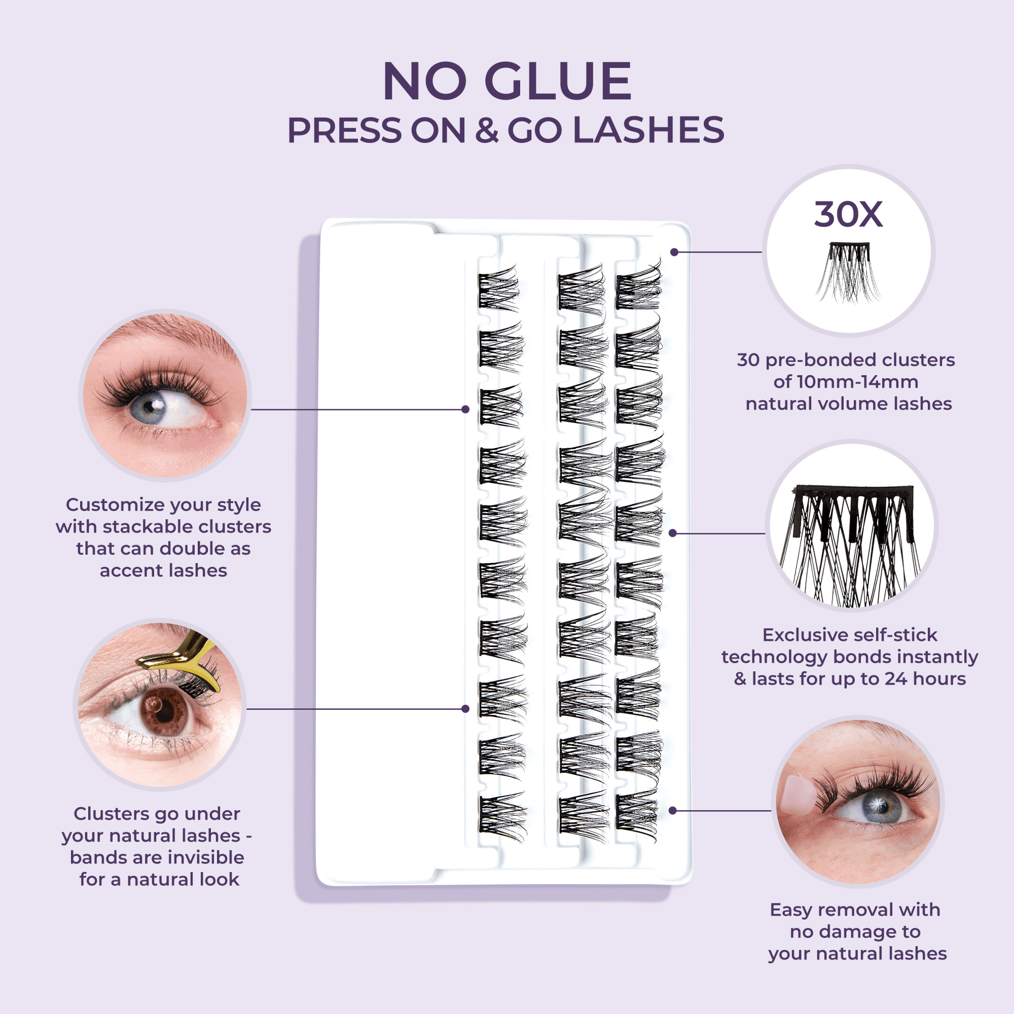 imPRESS Falsies Self Adhesive Eyelashes Refills 30 Clusters - Wispy