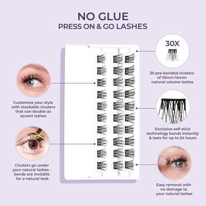 imPRESS Falsies Self Adhesive Eyelashes Refills 30 Clusters - Wispy