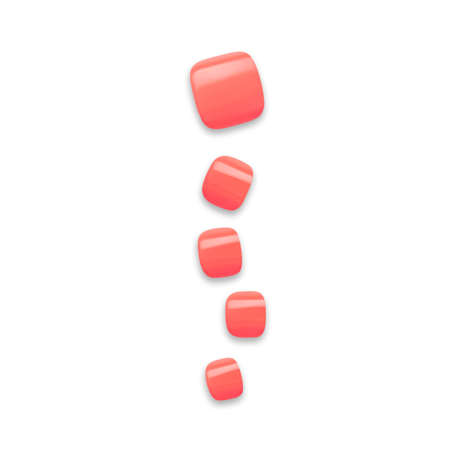 Five red rounded square icons arranged vertically on white background