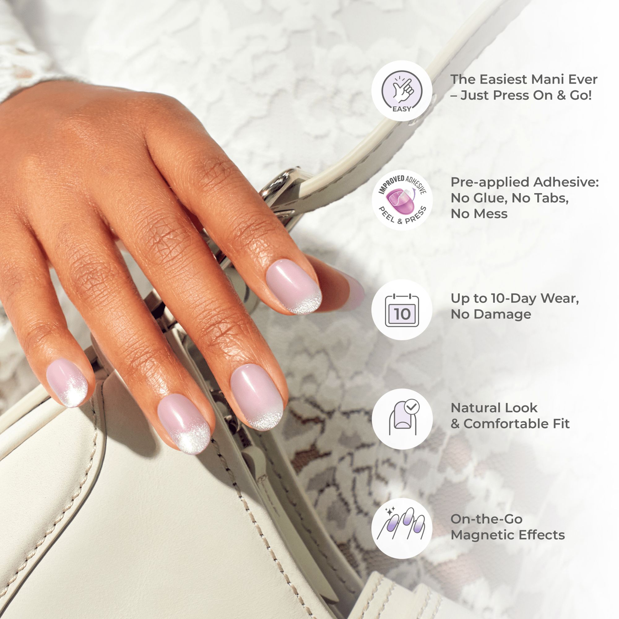 colorFX by Impress No Glue Fake Press On Nails - Reconnect | Solid, Blue, Short, Oval, Manicure