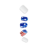 Set of glittery american flag inspired nails with star patterns on a clear background
