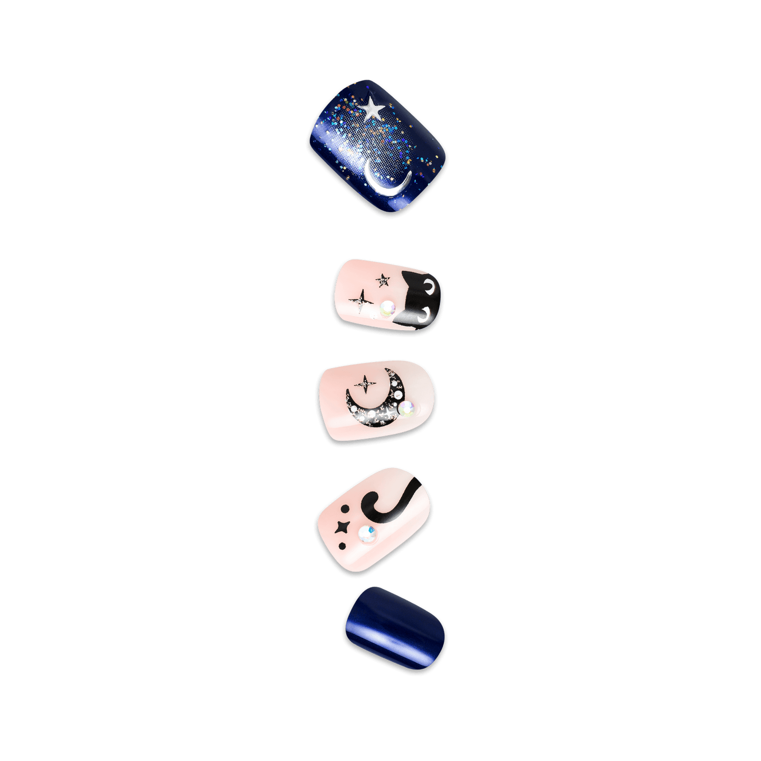 Impress Design Halloween No Glue Fake Press On Nails - Fright Club | Design, Blue &amp; Pink, Short, Squoval, Glow In The Dark, Manicure