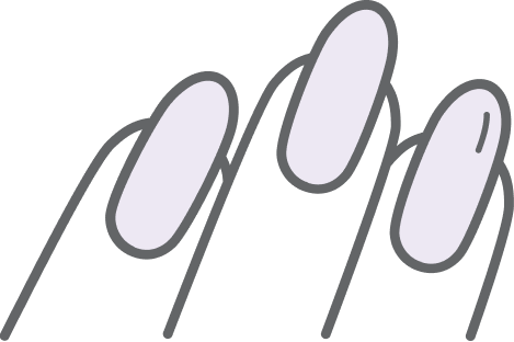 Hand with three fingers displaying natural-looking manicure with light pink nail polish.