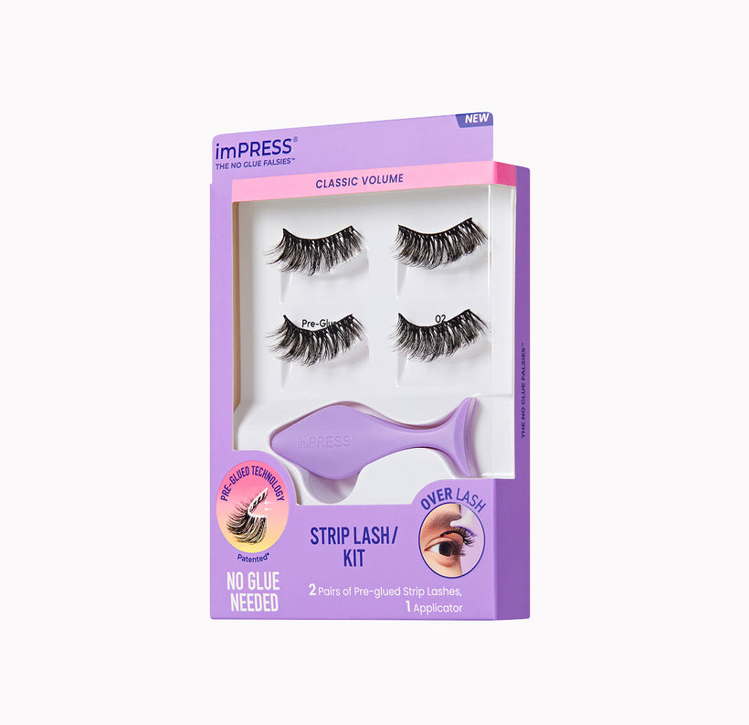imPRESS Strip Lash Kit Classic Volume with pre-glued lashes and applicator
