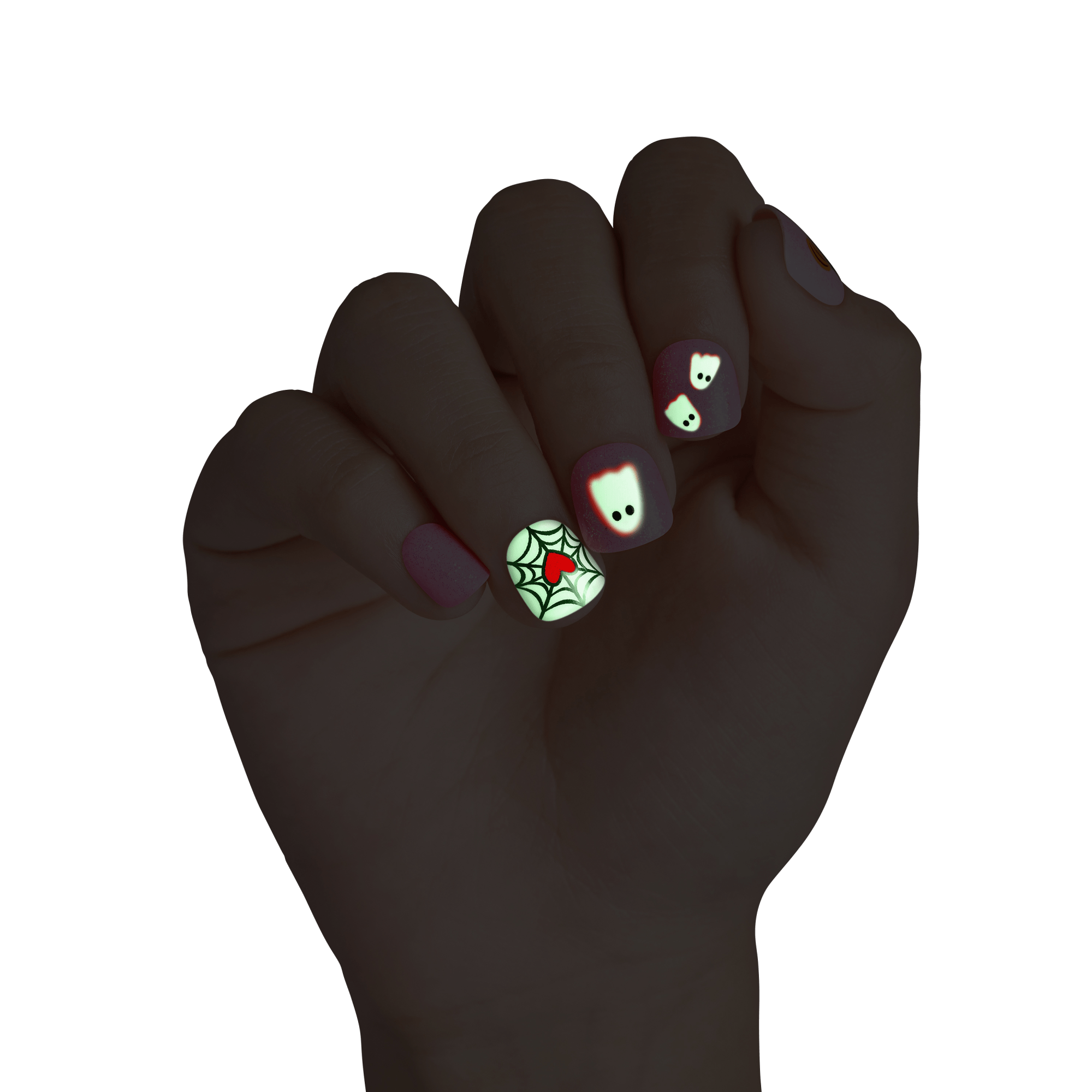 Impress Kids Halloween No Glue Fake Press On Nails - Night Sparkles | Design, Pink, Kids, Squoval, Glow In The Dark, Manicure