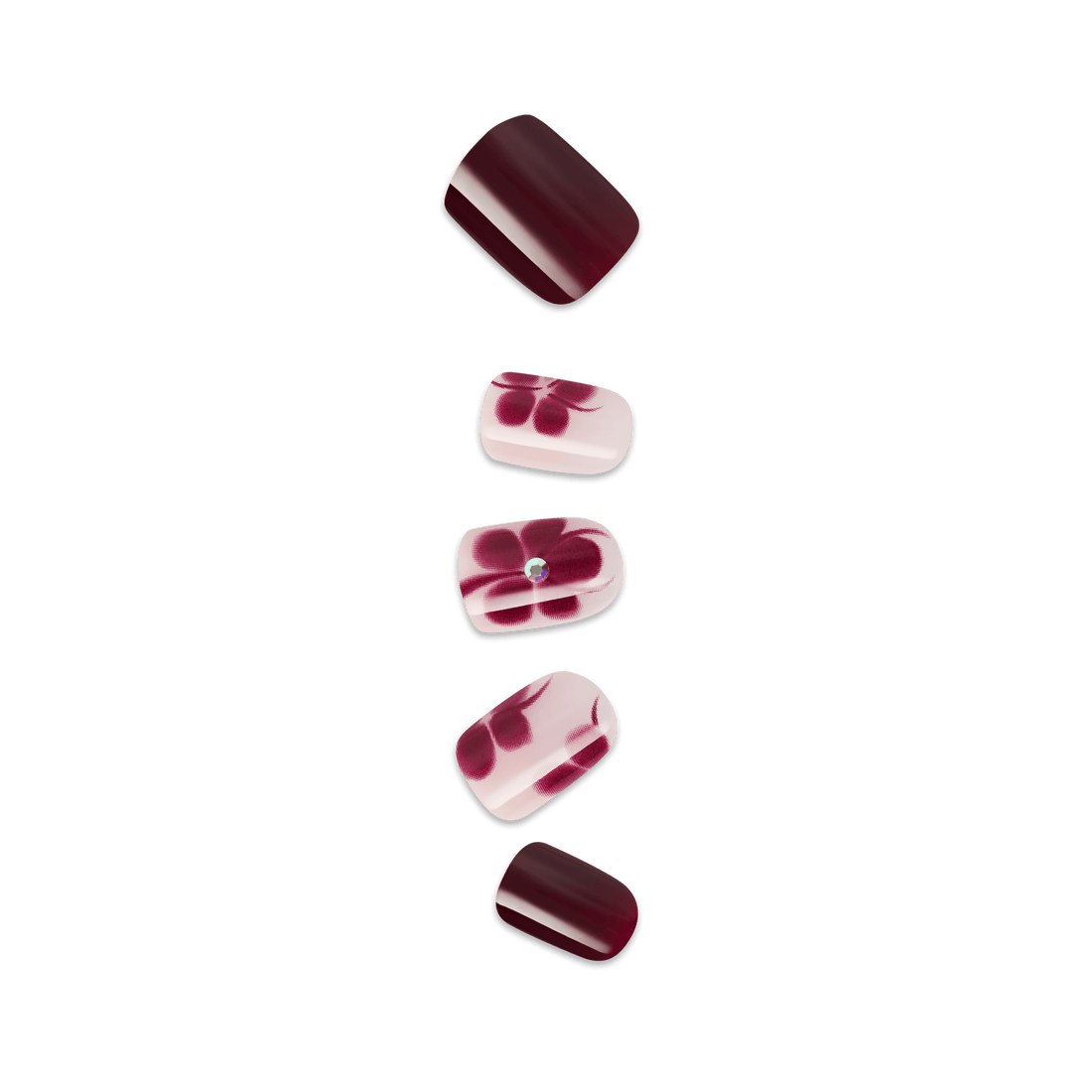 Impress Design No Glue Fake Press On Nails - Glacier | Design, Red, Short, Squoval, Manicure