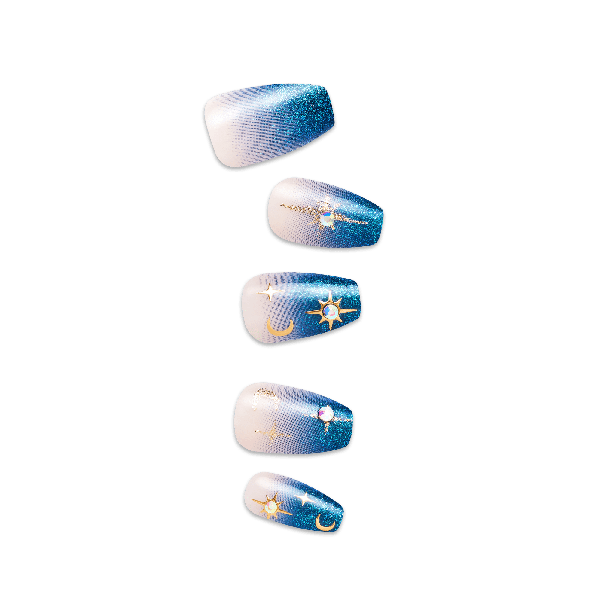 Impress Design Halloween No Glue Fake Press On Nails - Fatal Spell | Design, Blue, Medium, Coffin, Glow In The Dark, Manicure