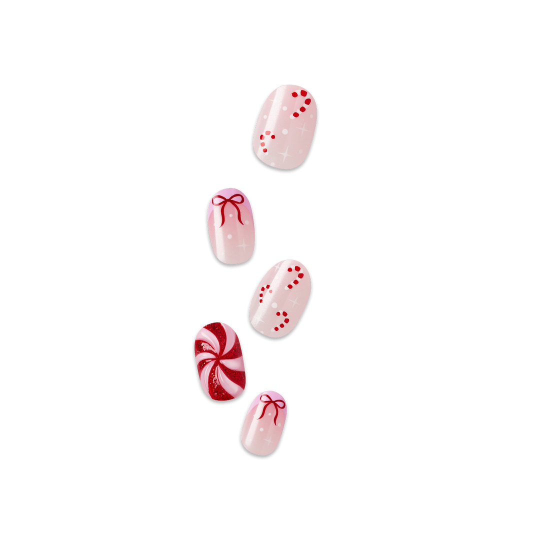 Impress Design Holiday No Glue Fake Press On Nails - Frost | Design, Pink, Short, Oval, Manicure