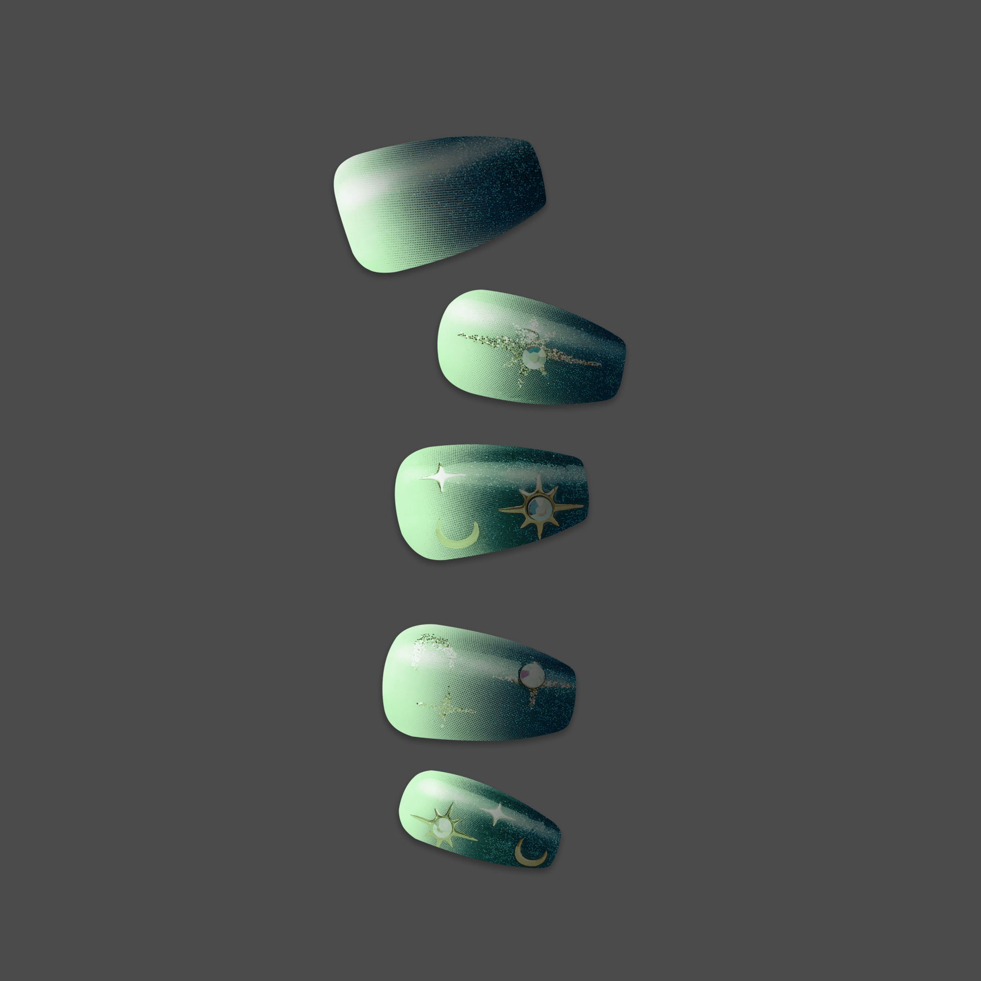 Impress Design Halloween No Glue Fake Press On Nails - Fatal Spell | Design, Blue, Medium, Coffin, Glow In The Dark, Manicure