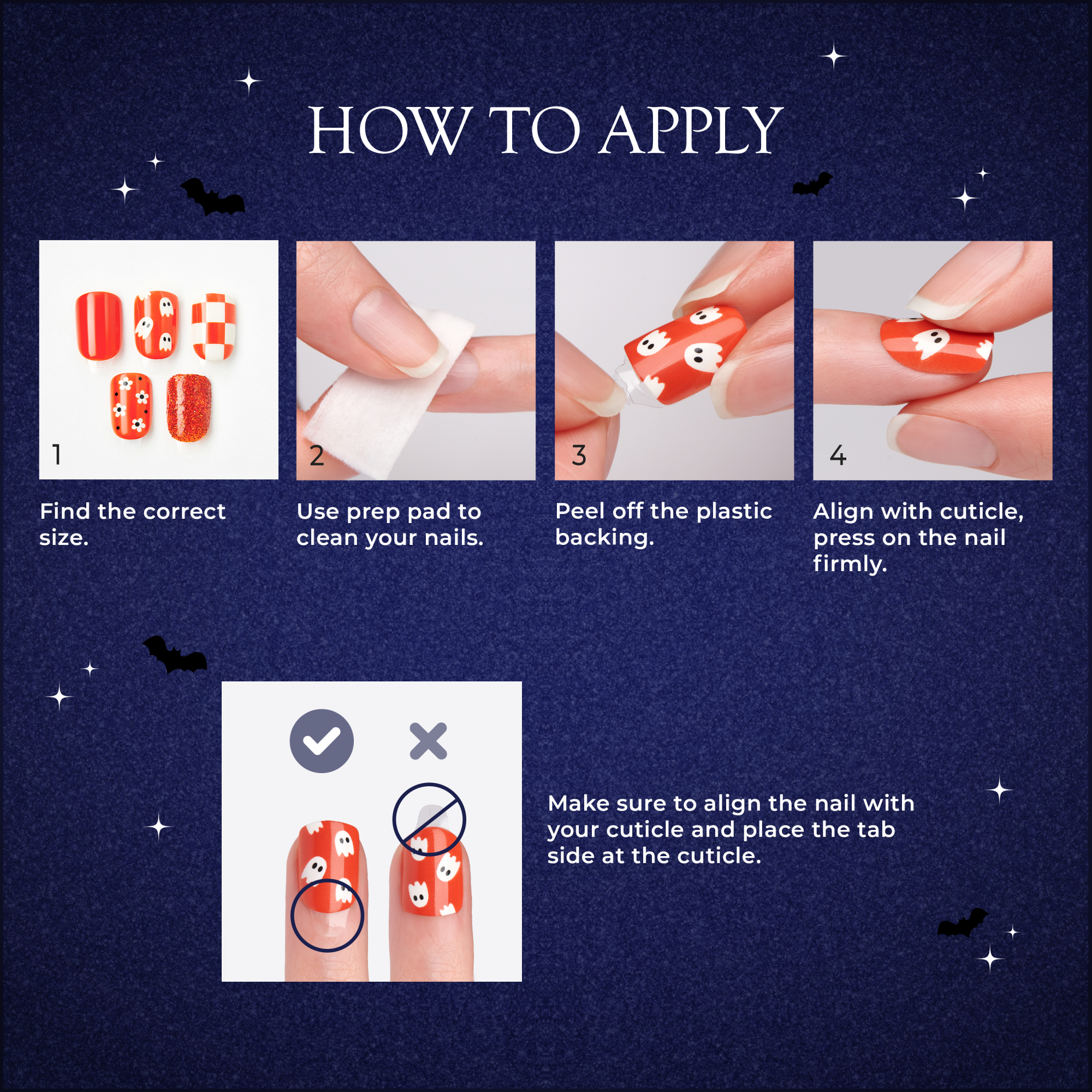 Impress Design Halloween No Glue Fake Press On Nails - Scary Glow | French Design, Pink, Medium, Almond, Glow In The Dark, Manicure