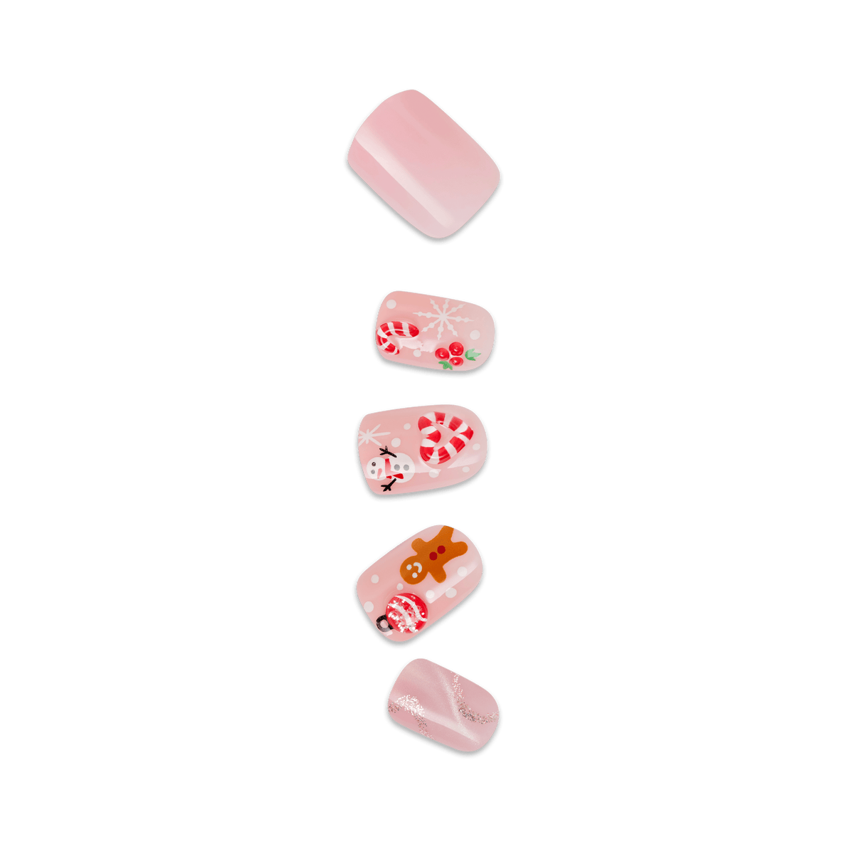 Impress Design Holiday No Glue Fake Press On Nails - Feliz Navidad | Design, Pink, Short, Squoval, Manicure