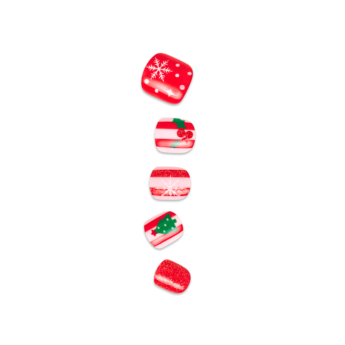 Impress Kids Holiday No Glue Fake Press On Nails - Cute Wish | Design, Red, Kids, Squoval, Manicure