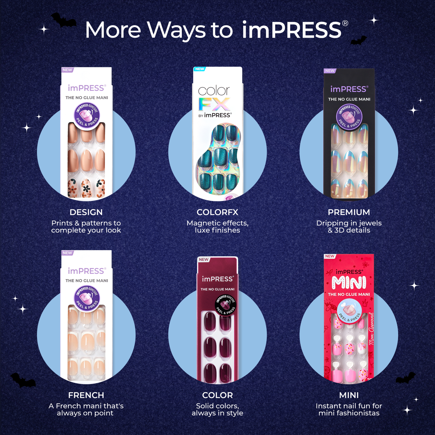 Impress Design No Glue Fake Press-On Halloween Nails Bundle - Spellbound Classics