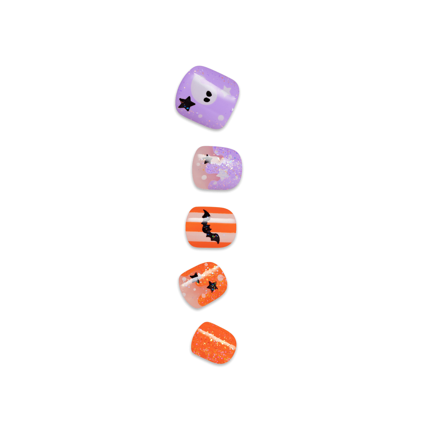 Impress Kids Halloween No Glue Fake Press On Nails - Boo! | Design, Purple &amp; Orange, Kids, Squoval, Glow In The Dark, Manicure